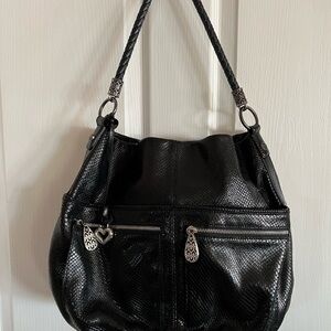 Brighton Black Leather Shoulder Bag with Braided Strap. JUST REDUCED!!!